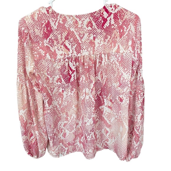 Cabi Blouse Womens Extra Small Pink Bethany Snake Print Top 5708 Balloon Sleeve - Picture 2 of 10
